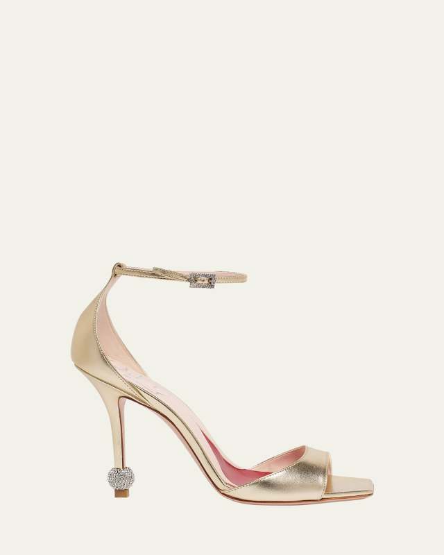 Marlene Leather Crystal-Heel Sandals